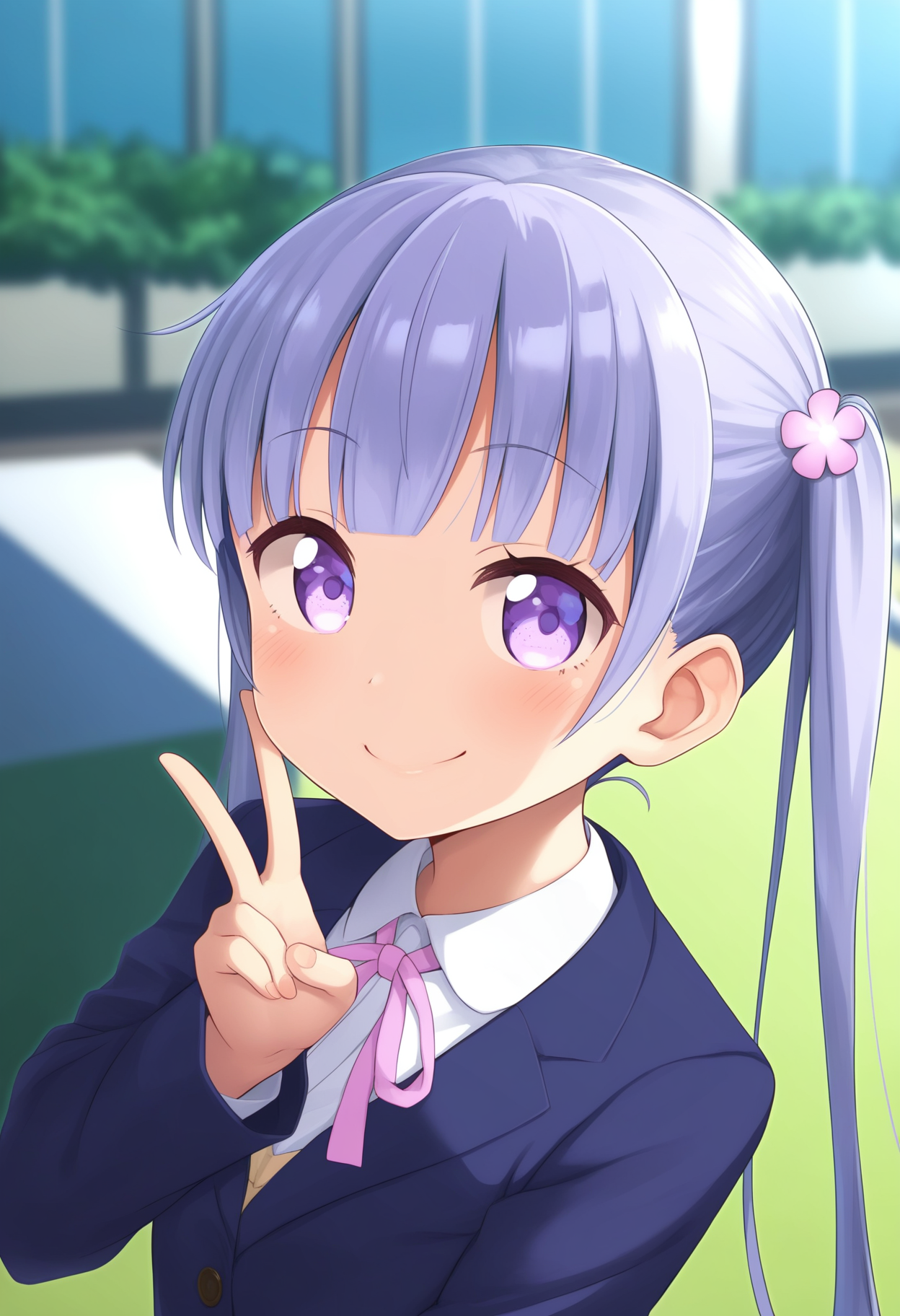 01195-3206461159-(best quality,4k,8k,highres,masterpiece_1.2),ultra-detailed,suzukaze aoba,1girl,solo,upper body,victory hand gesture,looking at.png